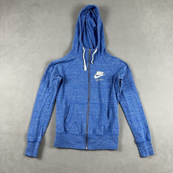 Nike Hoodie Womens Extra Small Blue NSW Gym Vintage Full Zip Sweatshirt - Picture 1 of 9